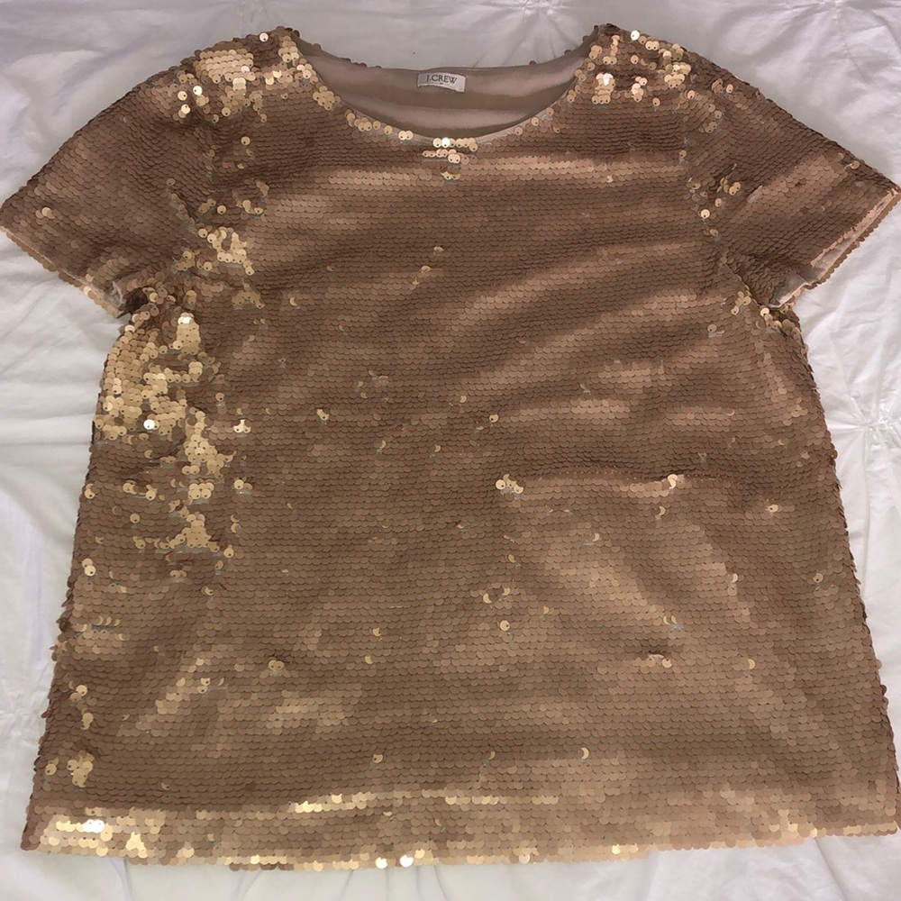 J Crew gold sequin top-small